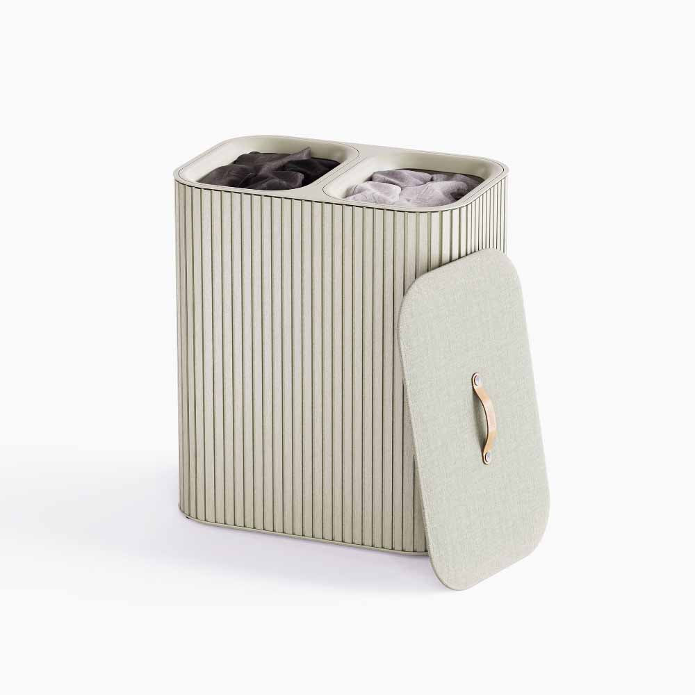 Joseph Joseph Tota Twin Luxe 90L Easy-Empty Bamboo Laundry Basket at House