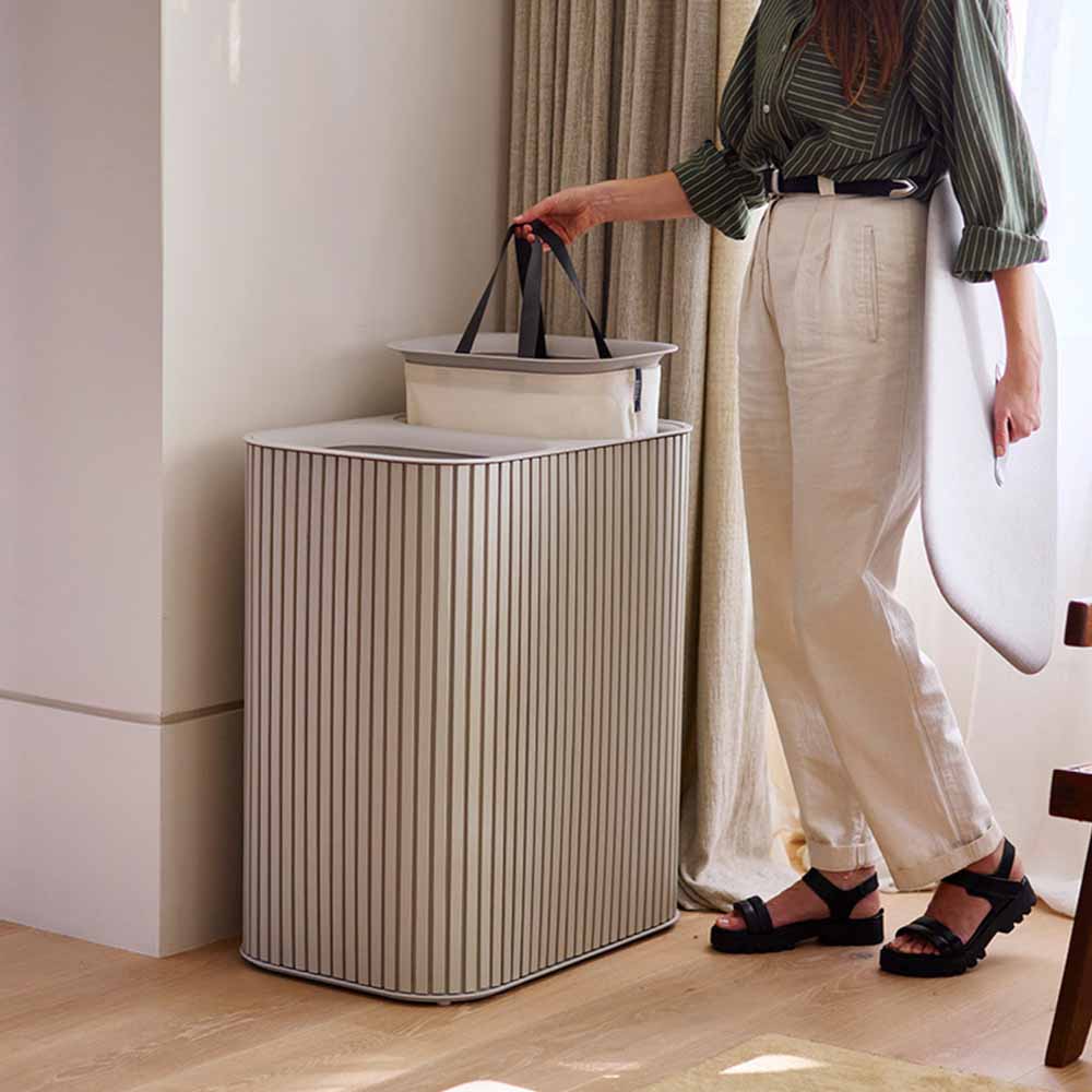 Joseph Joseph Tota Twin Luxe 90L Easy-Empty Bamboo Laundry Basket at House