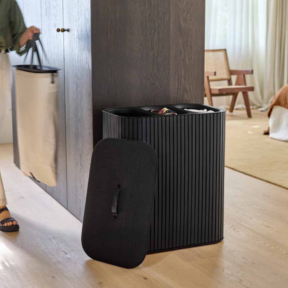 Joseph Joseph Tota Trio Luxe 90L Easy-Empty Bamboo Laundry Basket at House