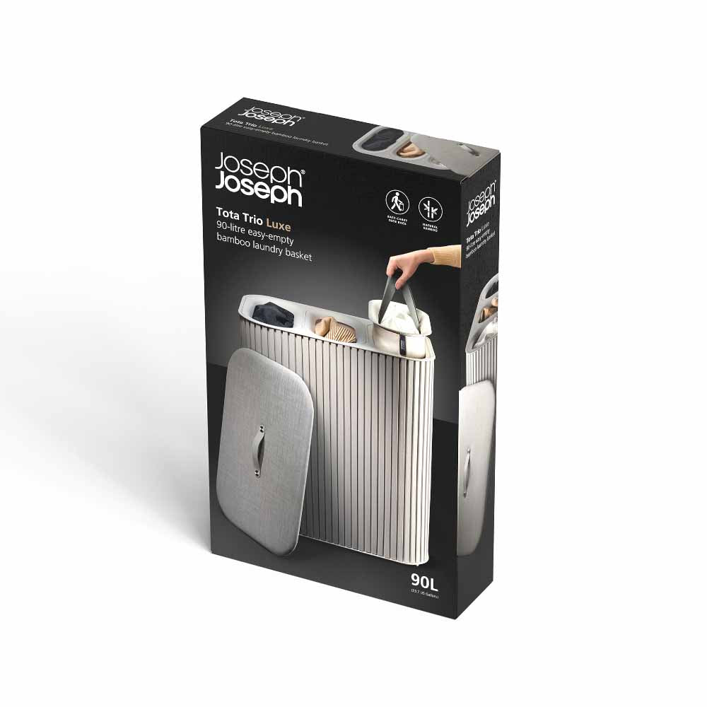Joseph Joseph Tota Trio Luxe 90L Easy-Empty Bamboo Laundry Basket at House