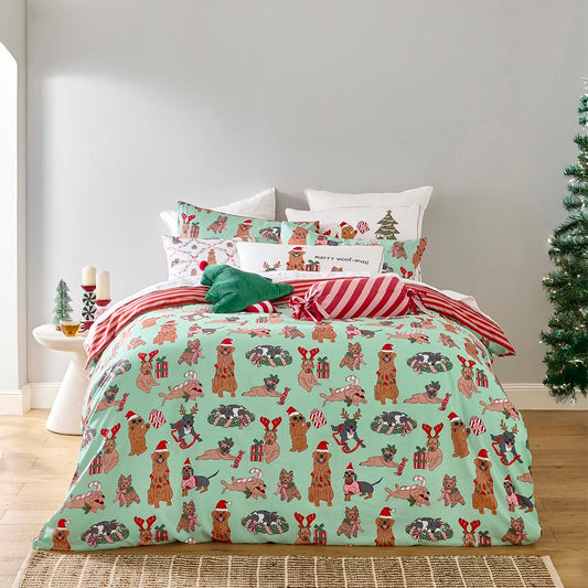Adorn Living Xmas Dogs Quilt Cover Set