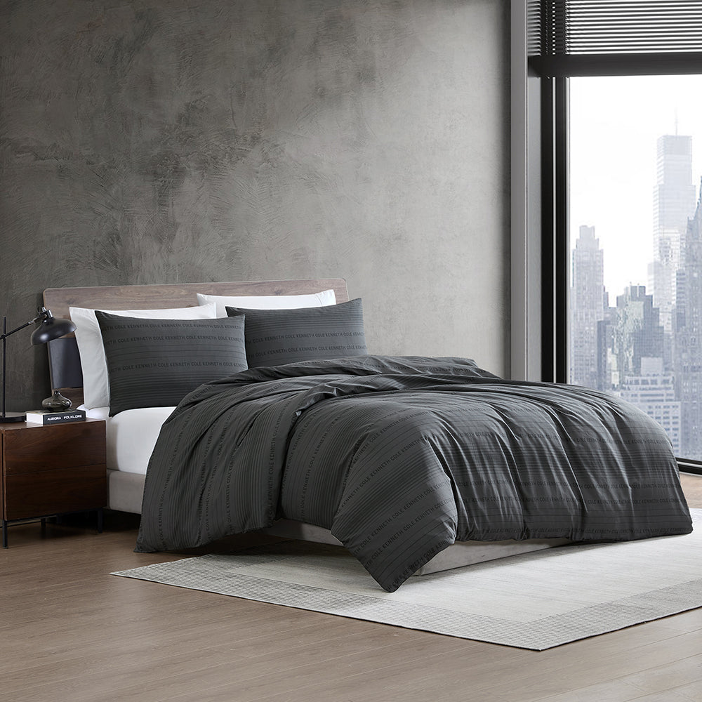 Kenneth Cole Soho Logo Stripe Quilt Cover Set