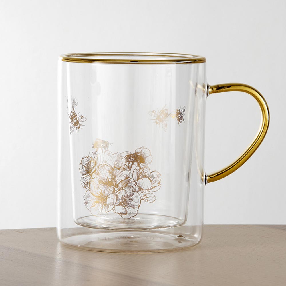 Ashdene Honey Bee Double Glass Wall Mug