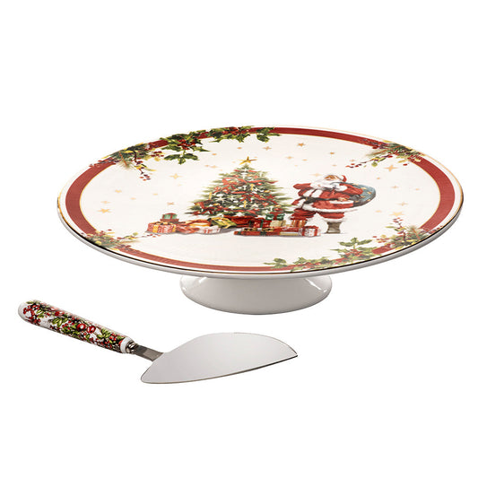 Ashdene Spirit of Christmas Footed Cake Stand & Server Set