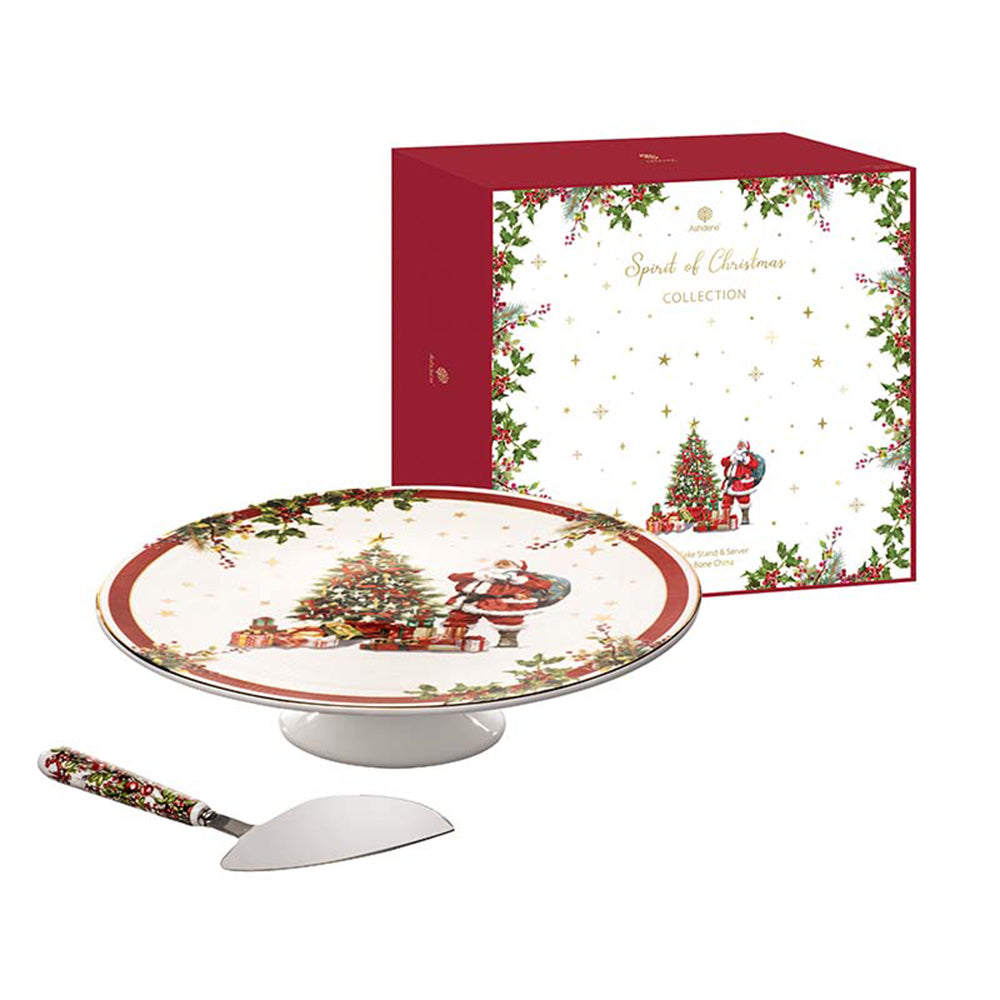 Ashdene Spirit of Christmas Footed Cake Stand & Server Set