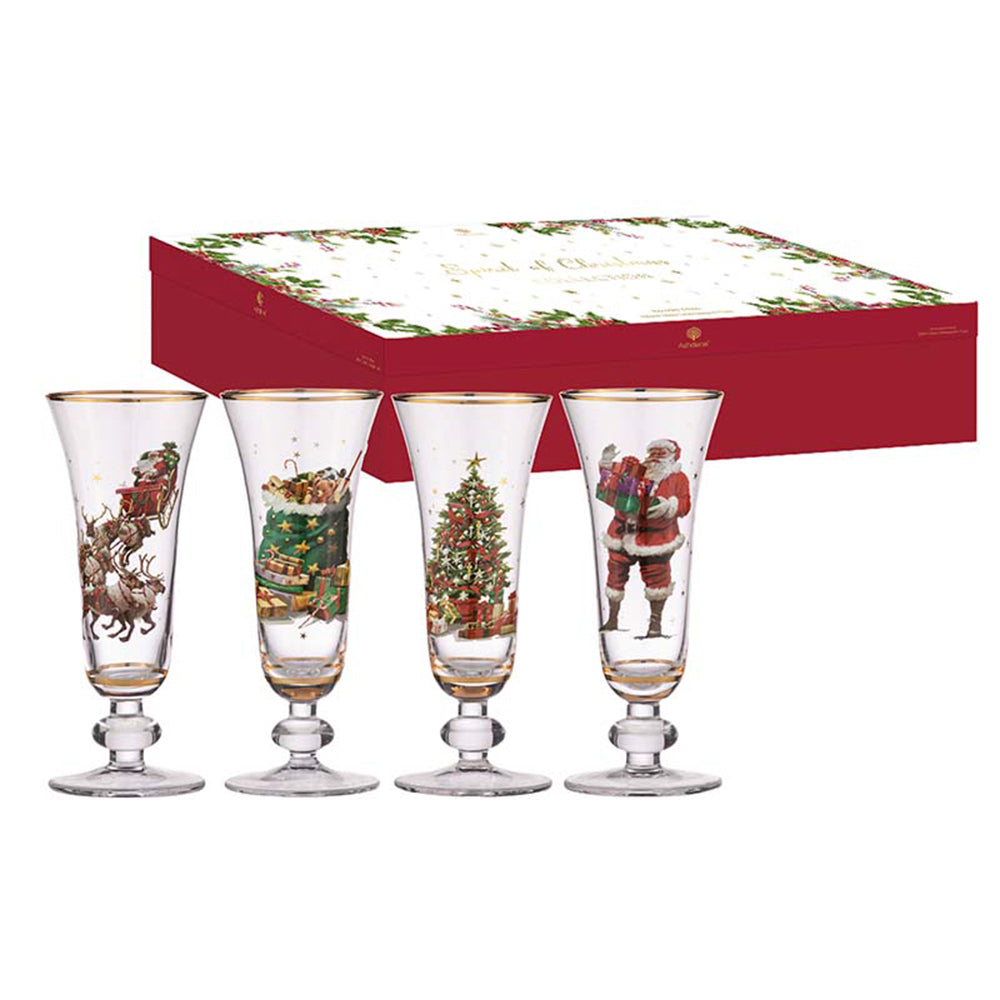 Ashdene Spirit of Christmas Set of 4 Champagne Flutes