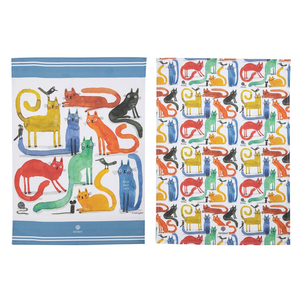 Ashdene Quirky Cats Assorted 2 Pack of Kitchen Towels