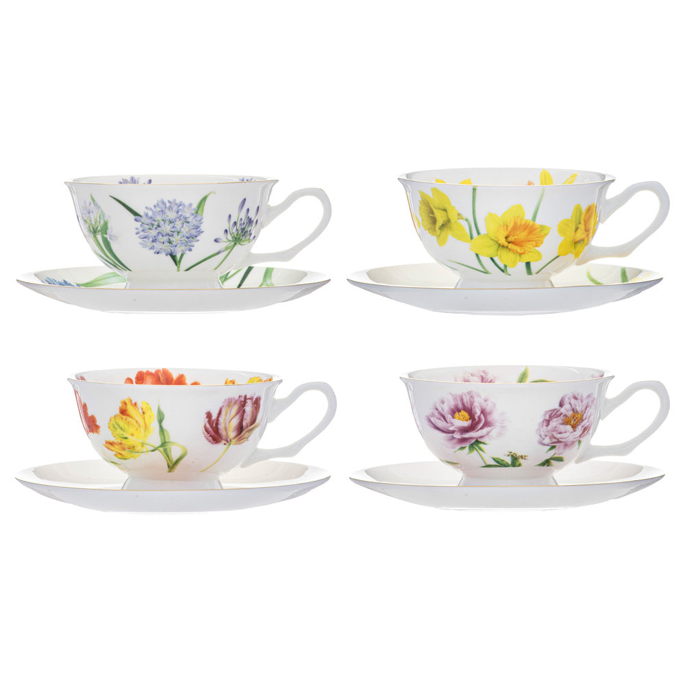 Ashdene Botanical Symphony Set Of 4 Cup & Saucer 220ml