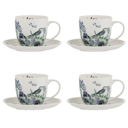 Ashdene Iris Garden Set of 4 Cups & Saucers