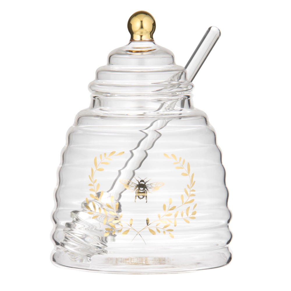 Ashdene Elegant Bee Glass Honey Pot