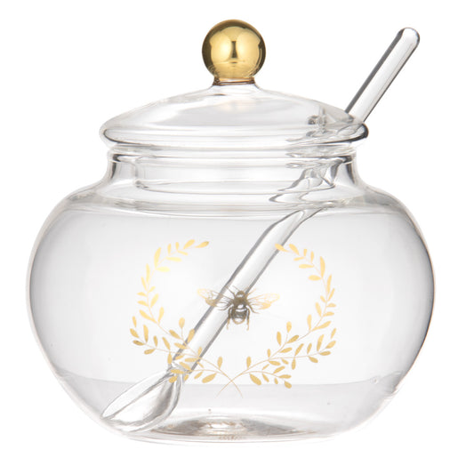 Ashdene Elegant Bee Glass Sugar Bowl With Spoon