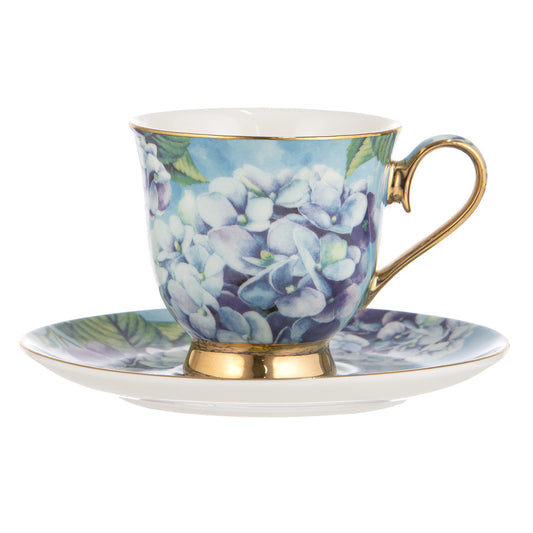 Ashdene Bold Blooms Blue Hydrangea Cup & Saucer