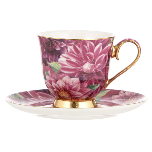 Ashdene Bold Blooms Pink Dahlia Cup & Saucer