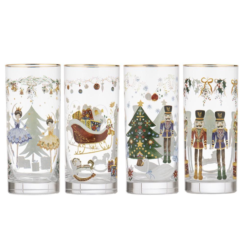 Ashdene Christmas Wonderland Crystal Set of 4 Highball Tumblers