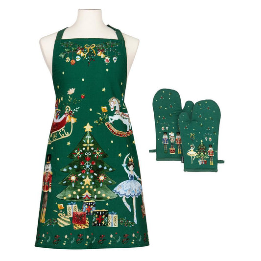 Ashdene Christmas Wonderland Apron & Oven Mitt Set Green