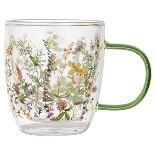 Ashdene Wildflowers Forest Double Walled Glass Mug