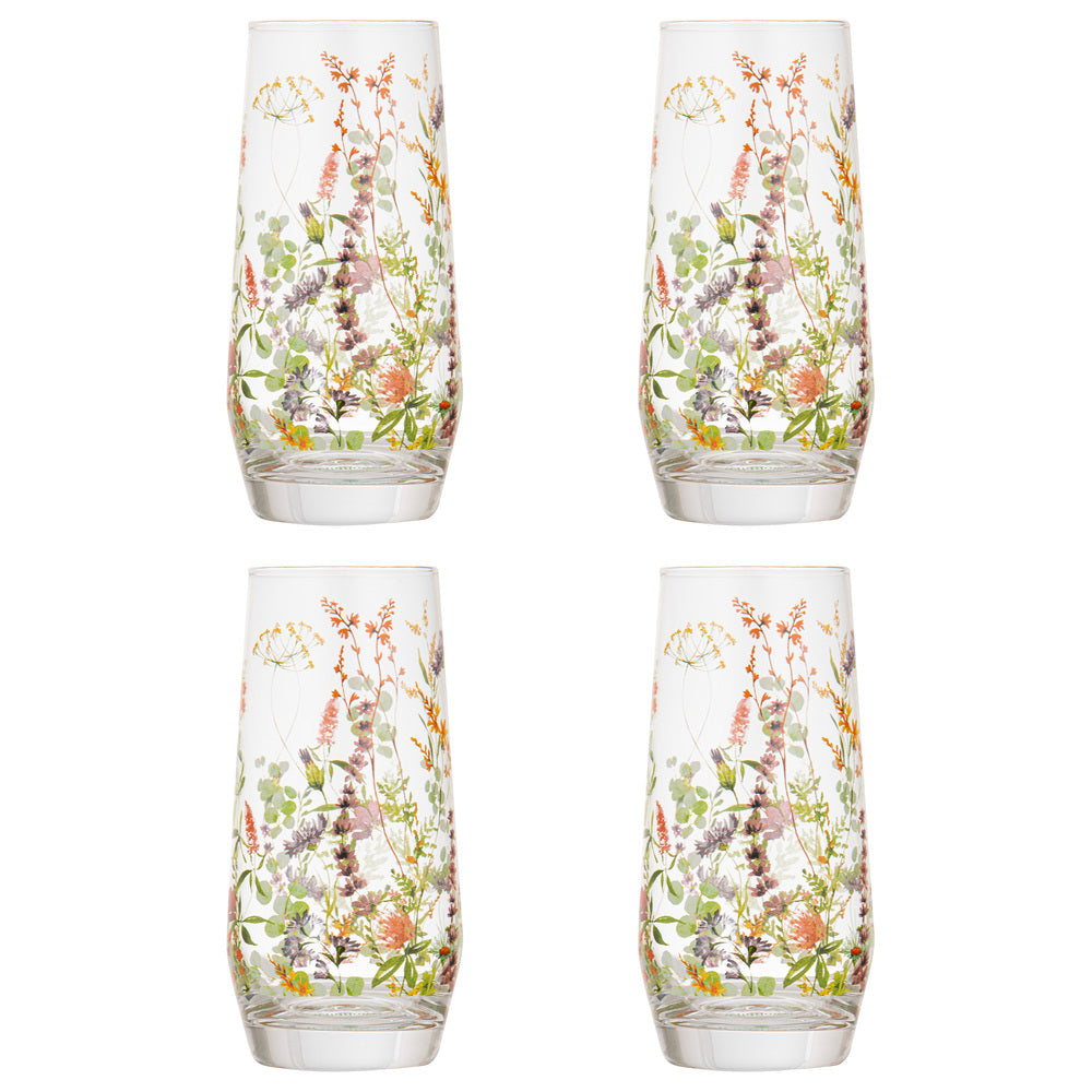 Ashdene Wildflowers Crystal Set of 4 Highball Tumblers