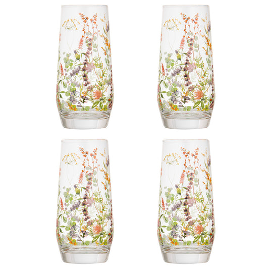 Ashdene Wildflowers Crystal Set of 4 Highball Tumblers