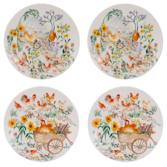 Ashdene Garden Hens Set of 4 Side Plates