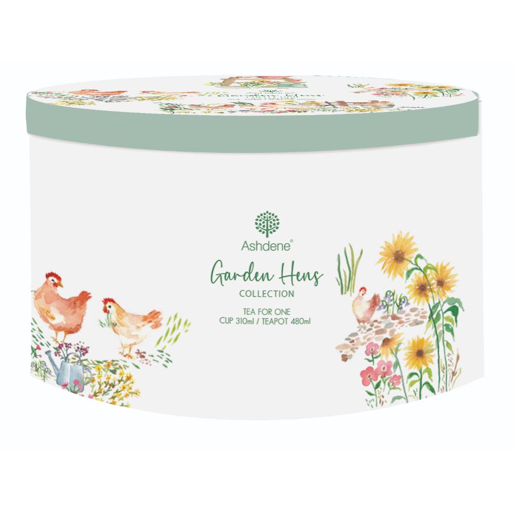 Ashdene Garden Hens Glass Top Tea For One