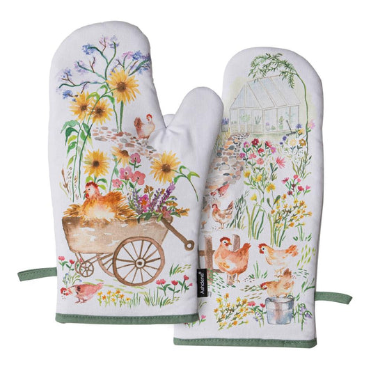 Ashdene Garden Hens Set of 2 Oven Mitts