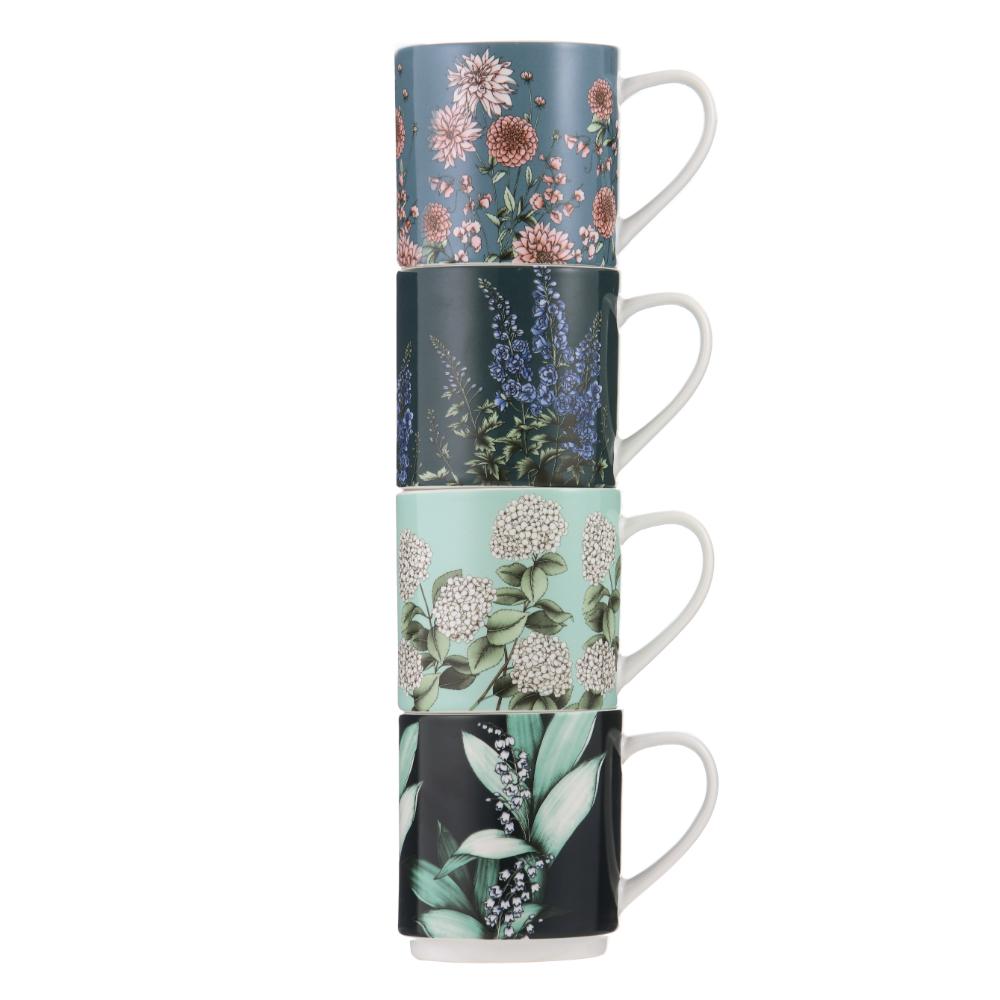 Ashdene Secret Garden Set of 4 Stackable Mugs