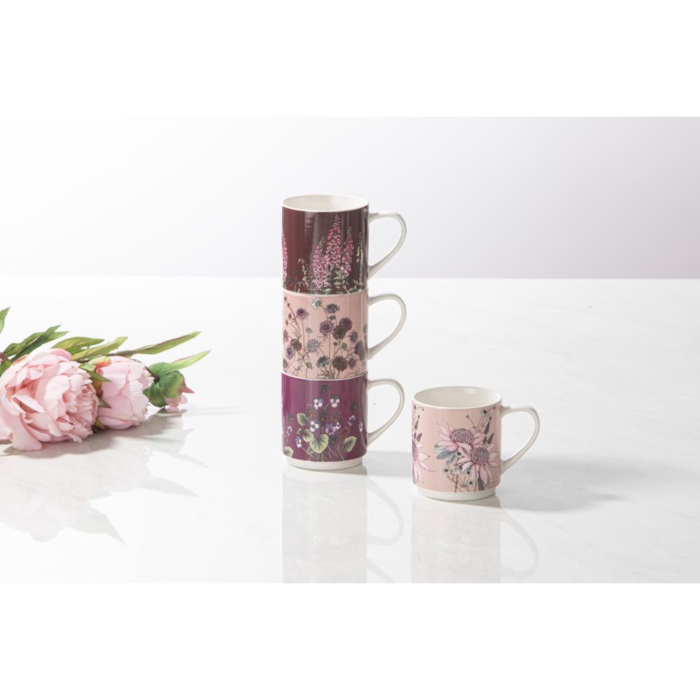 Ashdene Secret Garden Set of 4 Stackable Mugs