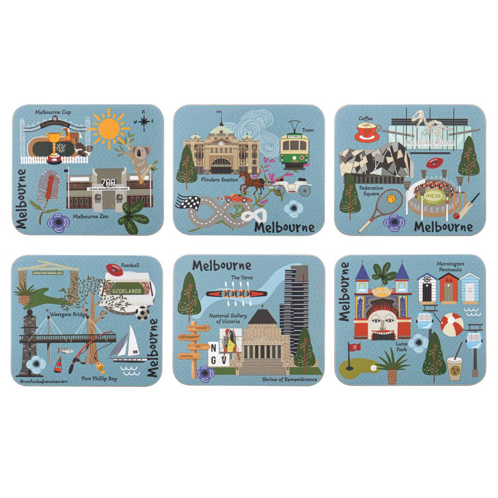 Ashdene Land Down Under Set of 6 Coasters