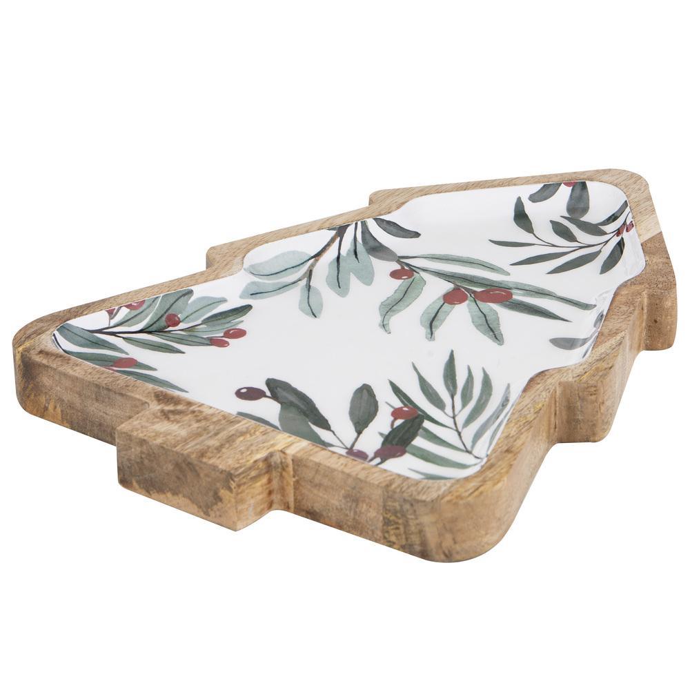 Ladelle Garland Mango Wood Christmas Tree Platter