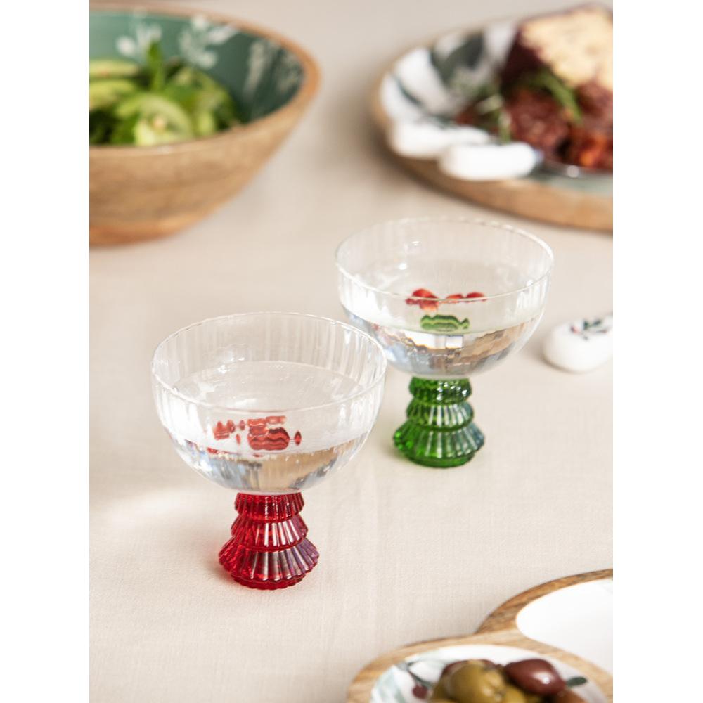 Ladelle Garland Xmas Tree Stem Set of 4 Coupe Glasses