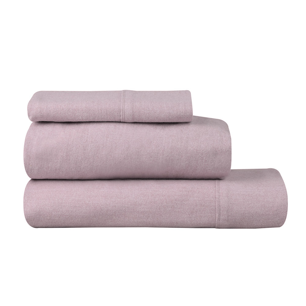 Logan & Mason Plain Dyed Flannelette Sheet Set Rose Pink - House