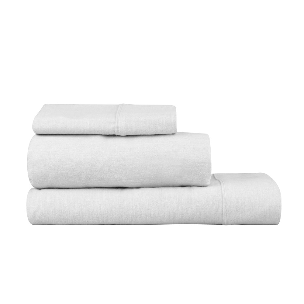 Logan & Mason Plain Dyed Flannelette Sheet Set White - House