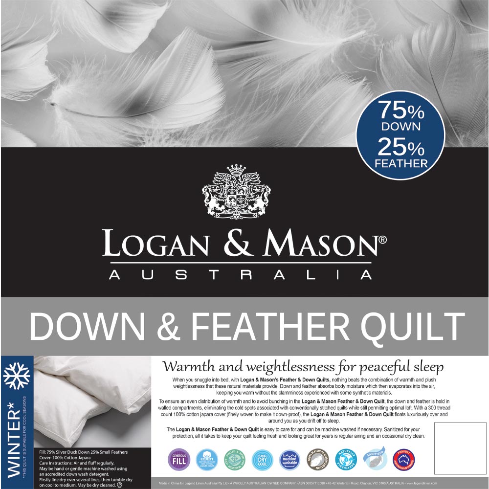 Logan & Mason 25/75 Duck Down & Feather Quilt