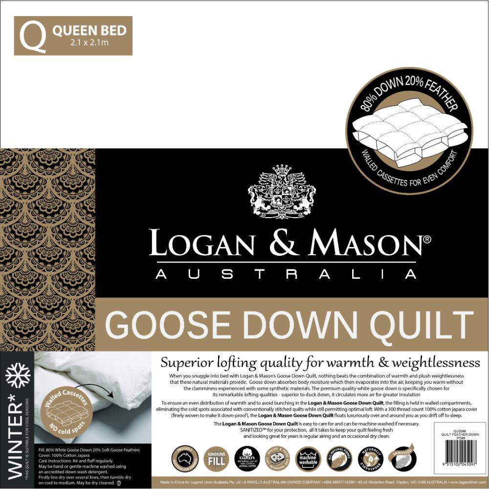 Logan & Mason 80% Goose Down 20% Feather Quilt