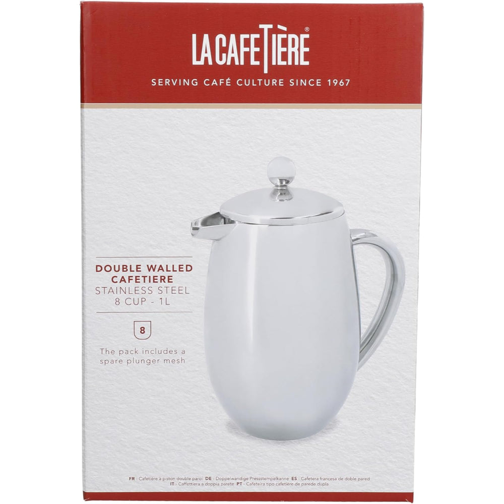 La Cafetiere Stainless Steel Double Walled 8 Cup Insulated Cafetiere