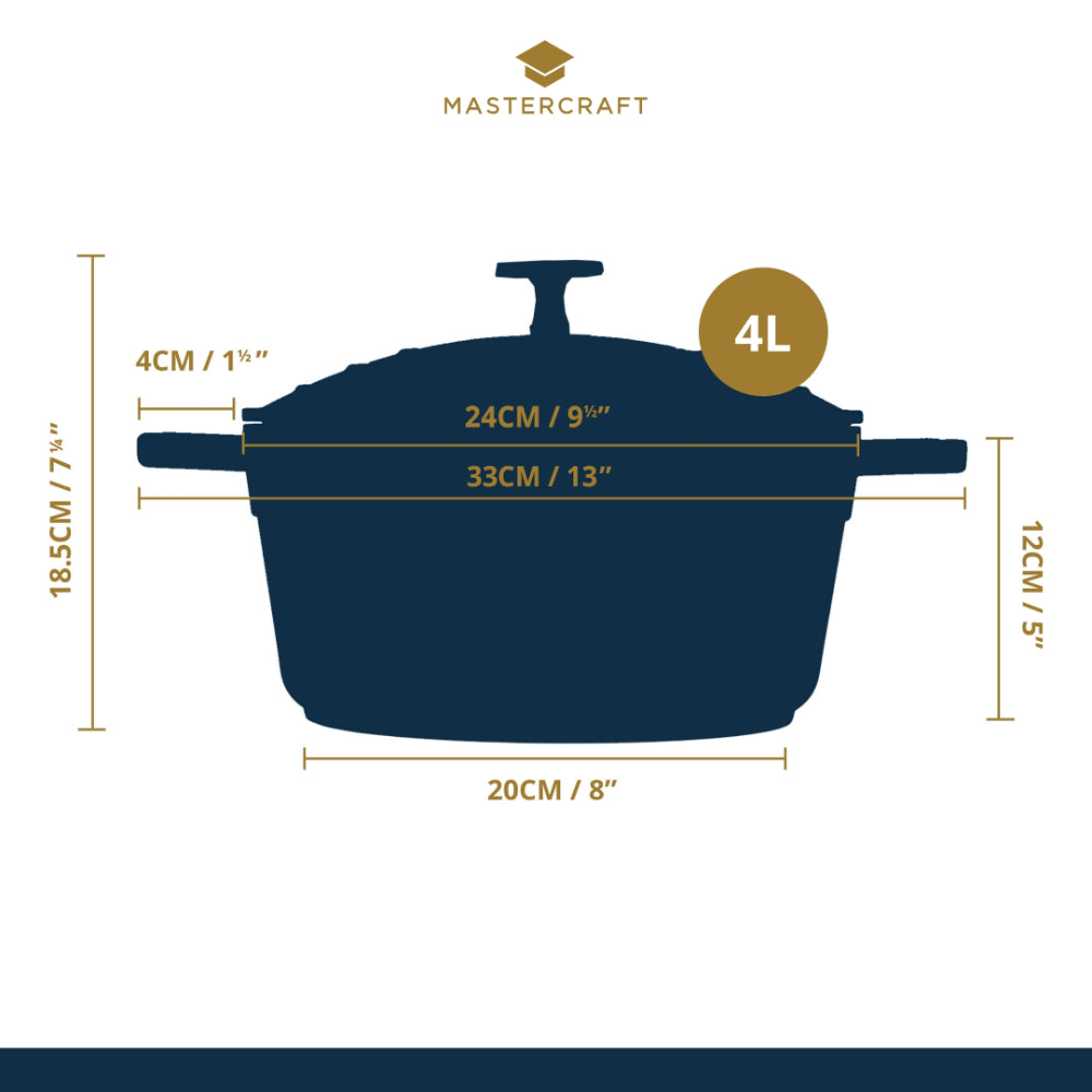 Mastercraft Casserole Dish Cast Aluminium 24cm Black