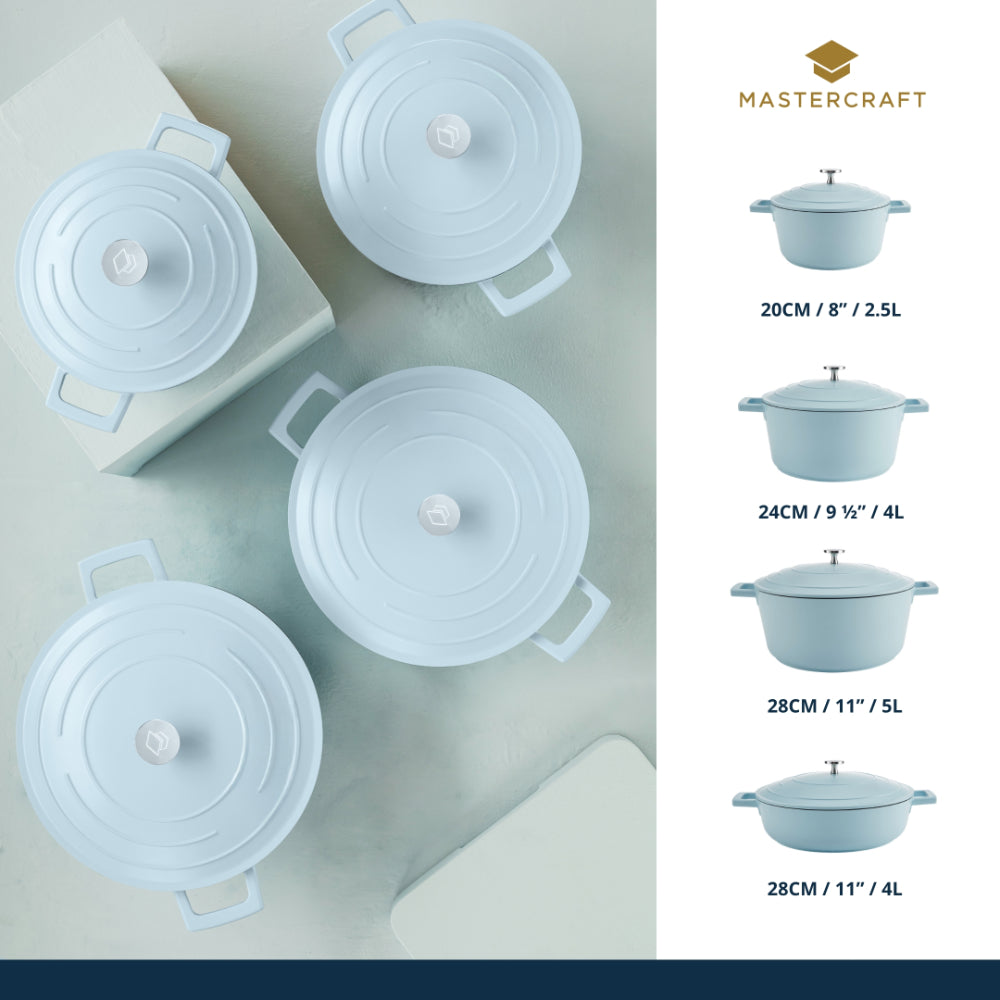 Mastercraft Casserole Dish Cast Aluminium 24cm Sky Blue