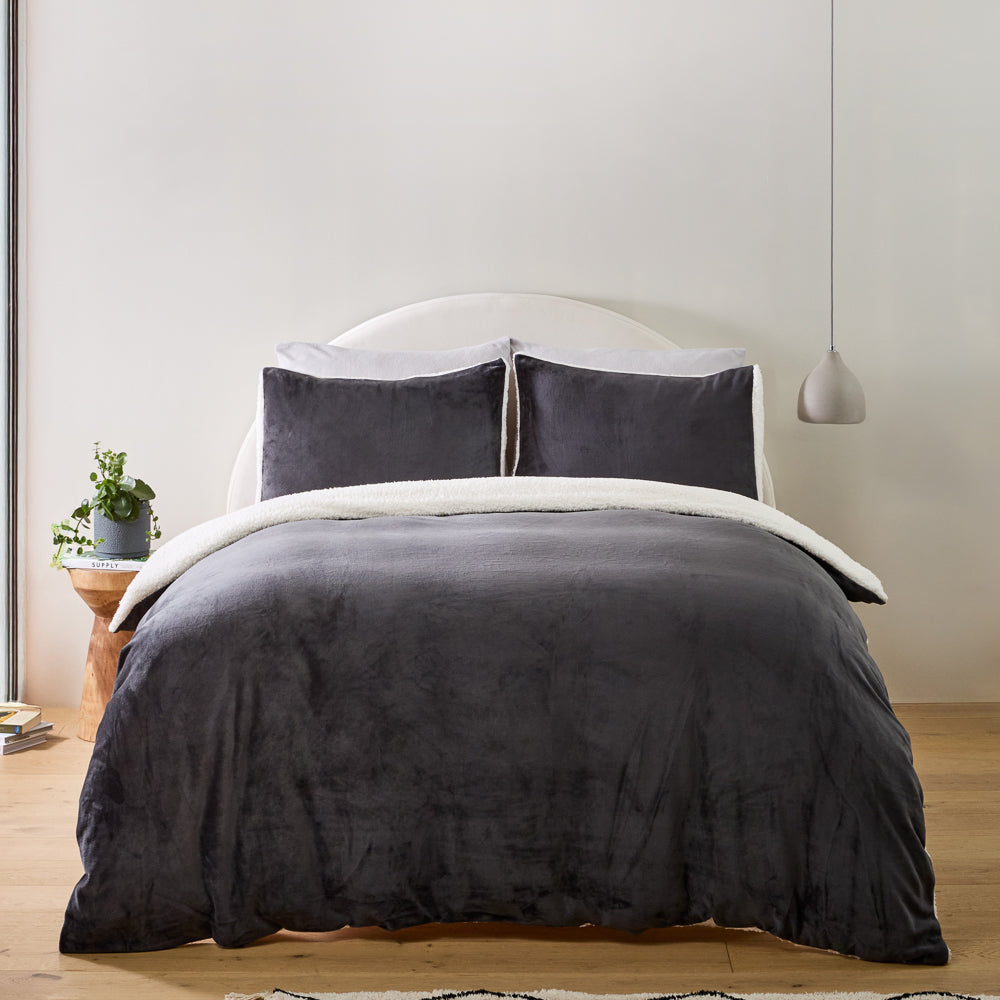 MyHouse Cosy Cuddle Quilt Cover Set Charcoal