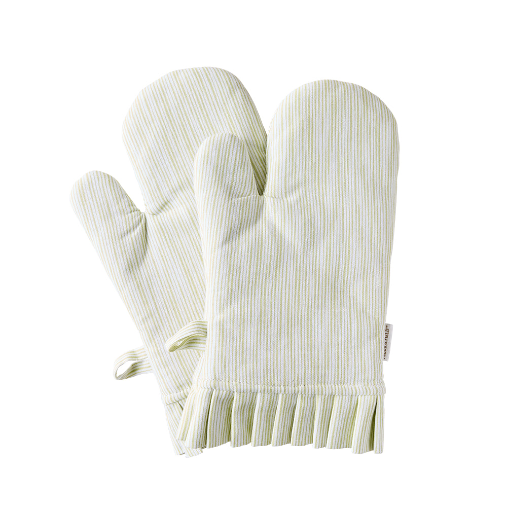 Fleur & Field Ruffle Set Of 2 Oven Mitts
