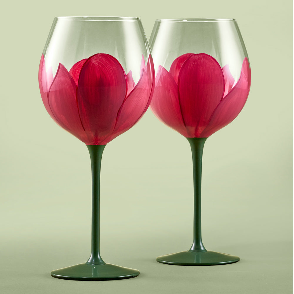 Fleur & Field Set Of 2 Wine Glasses