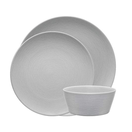 Noritake Grey on Grey Swirl 12 Piece Dinner Setting for 4