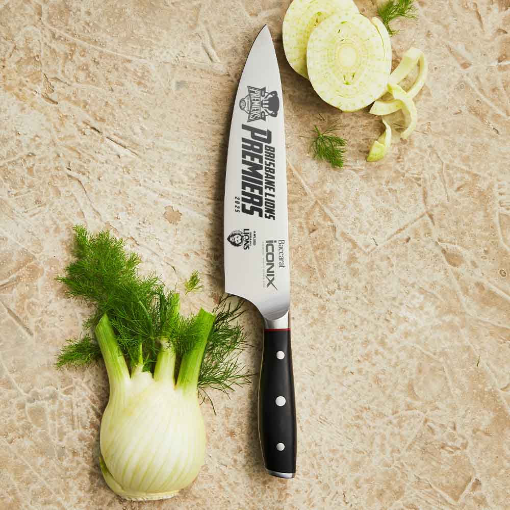 AFL Premiers 2025 Brisbane Lions chefs knife on the kitchen counter