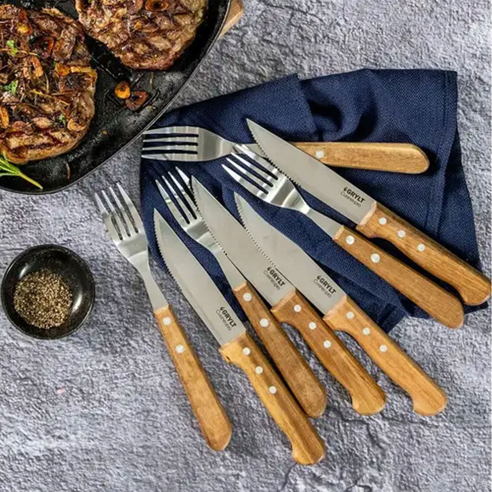 GRYLT 8 Piece Jumbo Steak Knife & Fork Set