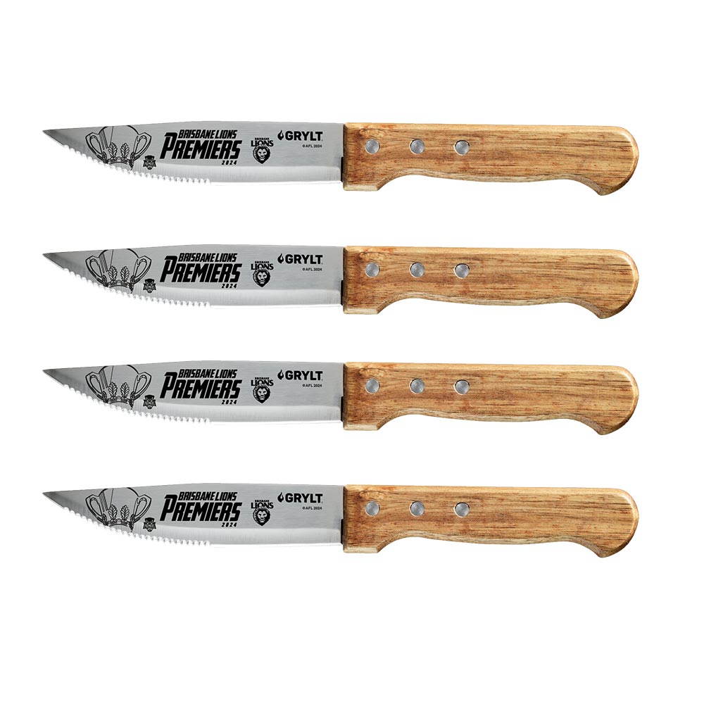 GRYLT Jumbo 4 Piece Steak Knife Set Premiers 2024 Brisbane Lions