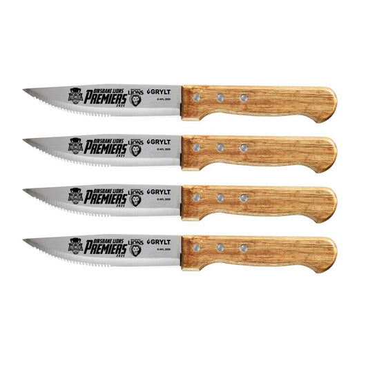 GRYLT Jumbo 4 Piece Steak Knife Set AFL Premiers 2025 Brisbane Lions