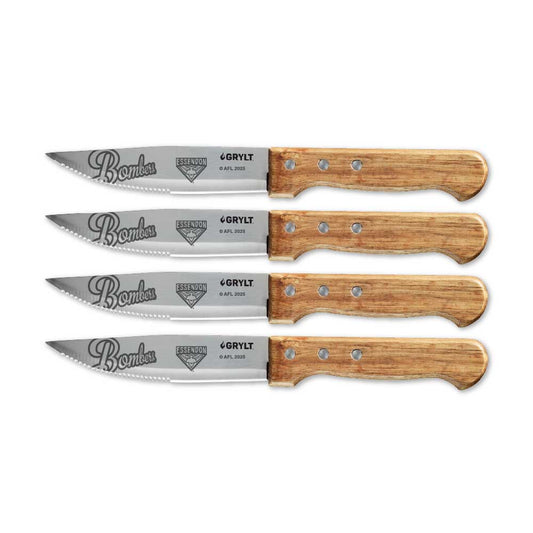 GRYLT Jumbo 4 Piece Steak Knife Set AFL Essendon Bombers at House
