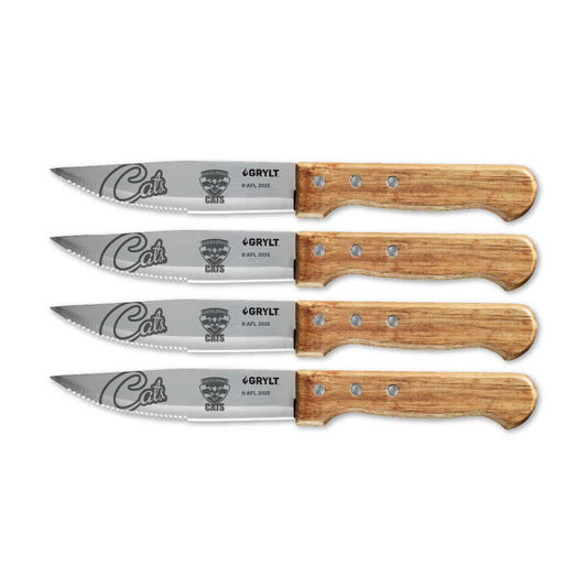 GRYLT Jumbo 4 Piece Steak Knife Set AFL Geelong Cats at House