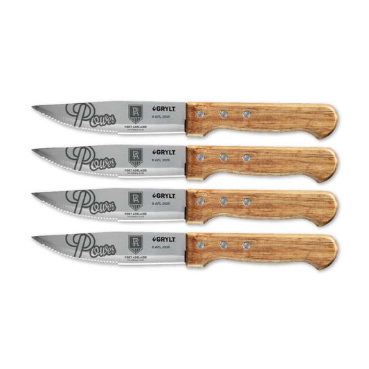GRYLT Jumbo 4 Piece Steak Knife Set AFL Port Adelaide Power at House