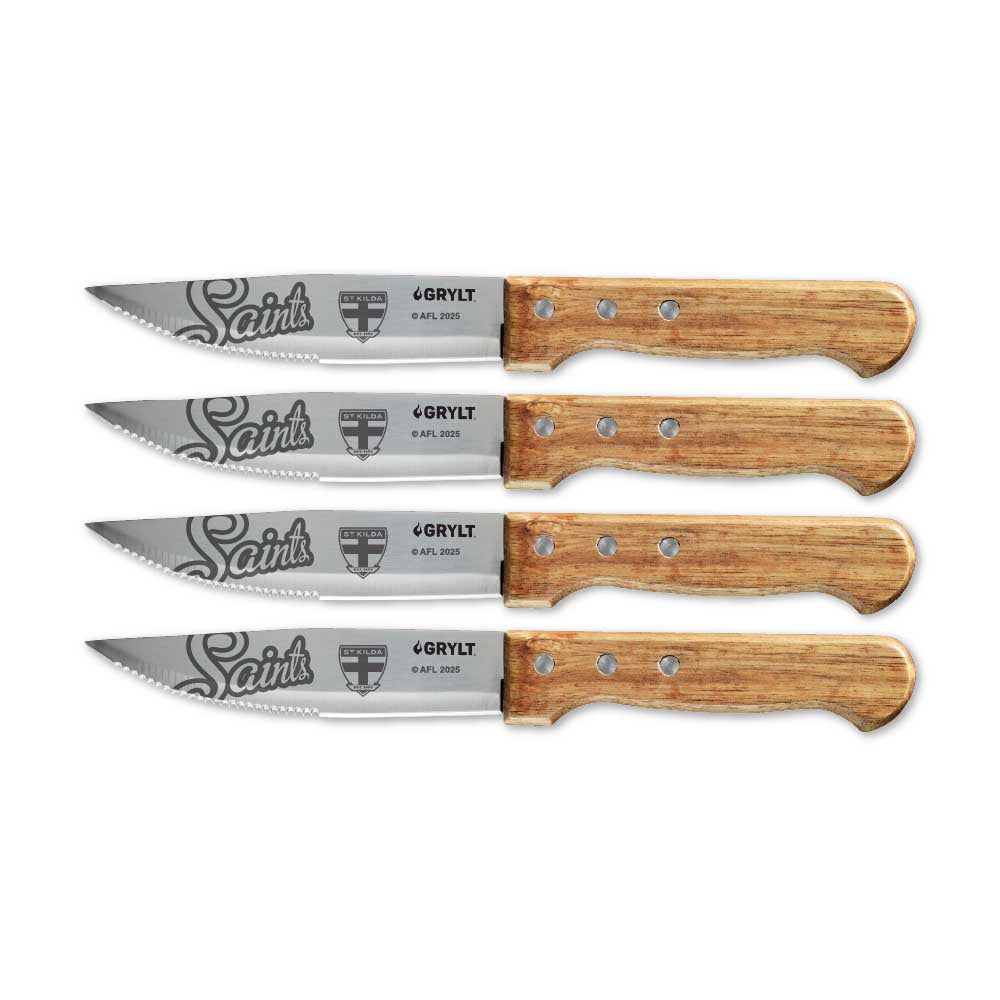 GRYLT Jumbo 4 Piece Steak Knife Set AFL St Kilda Saints at House