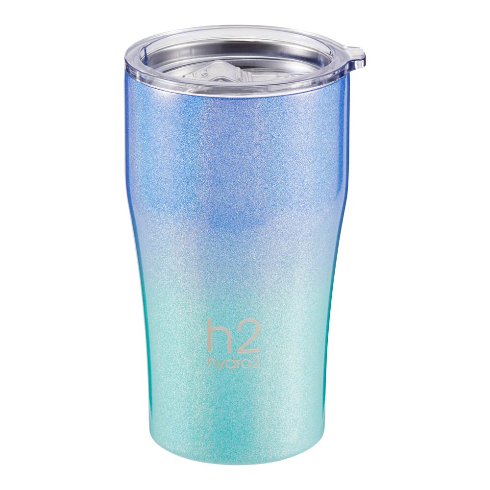 h2 hydro2 Quench Stainless Steel Insulated Travel Mug 500ml blue and green ombre